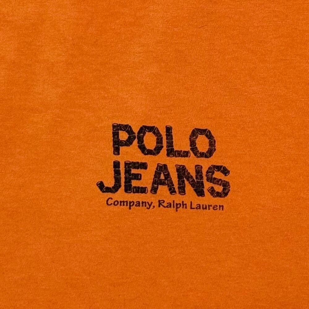 Ralph Lauren Polo Jeans Mens Vtg T-Shirt XL Orange Tropical Beach‎ Graphic Print - Picture 3 of 7